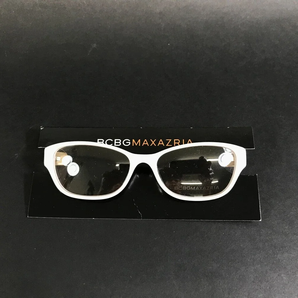 BCBGMAXAZRIA Eyeglasses Frames KASIA ALMOND WHITE Cat Eye Crystals 52-16-135